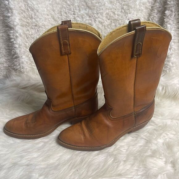 Vintage Dingo leather tan western cowboy Boots stitch accents SZ 10.5D main image 15